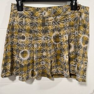 Urban Outfitters Floral Mini Skirt - Mustard and Gray